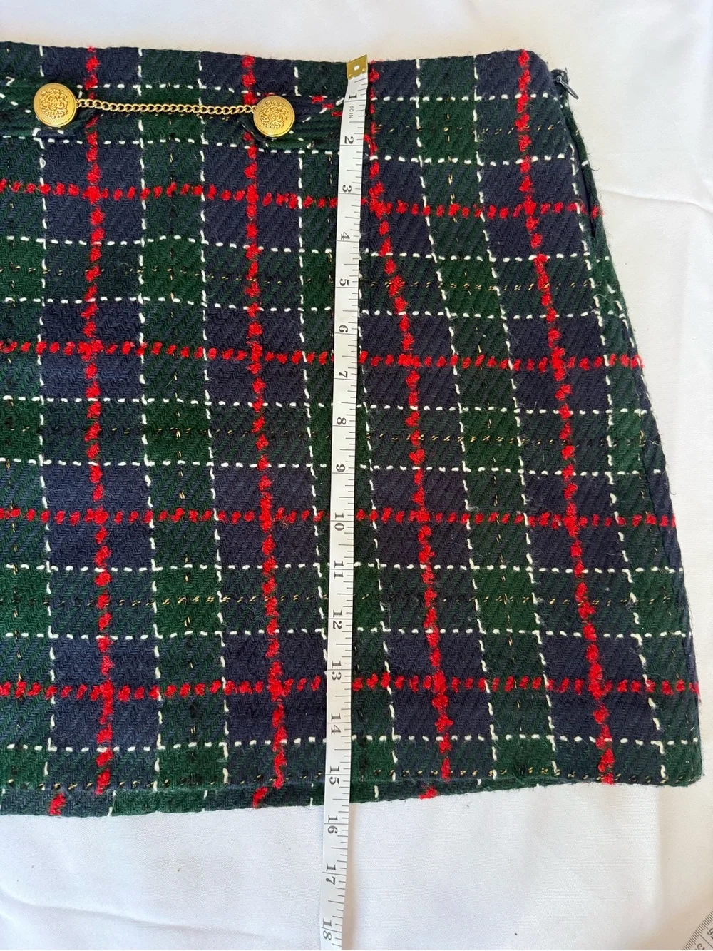 Zara Blue Green Red Tartan Plaid Knit Mini Skirt Size Large